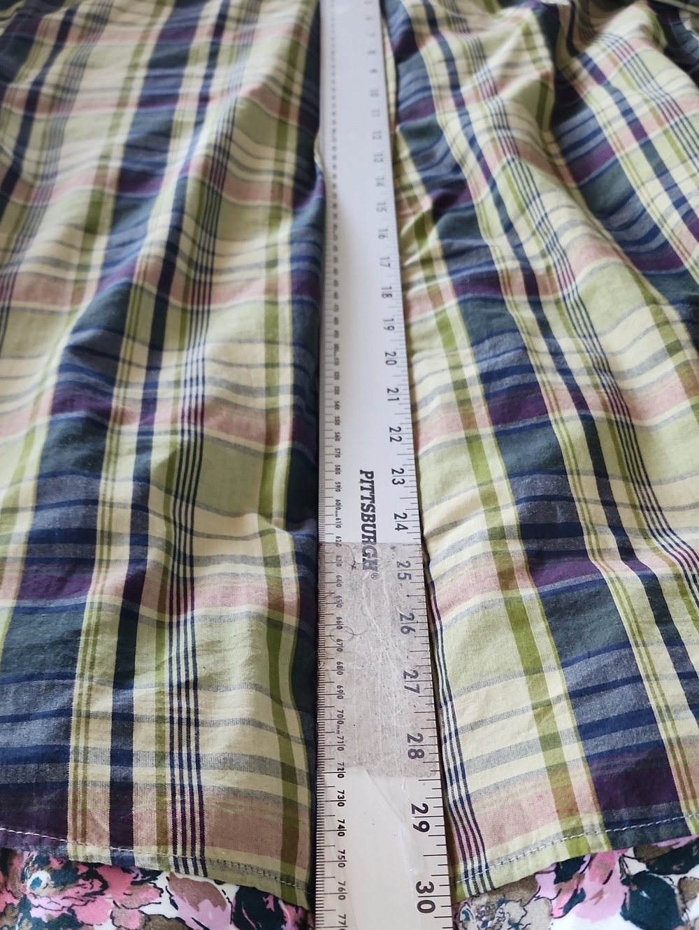 Stussy Green Plaid Button-Down Shirt with Navy & Pink Accents - Picture 6 of 6